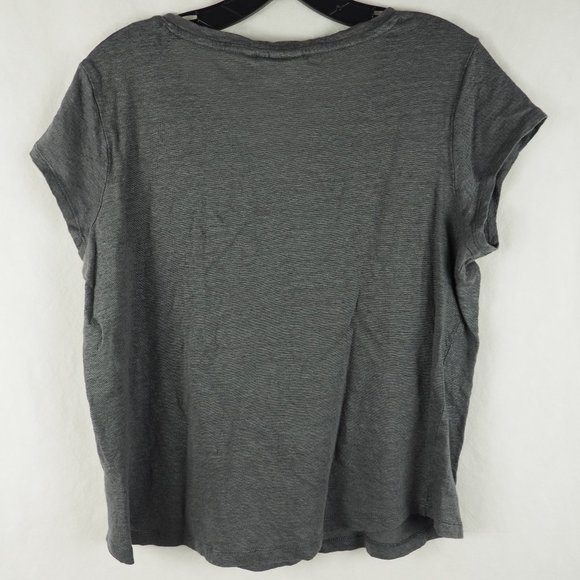 C&C California Women's Shirt Top Henley Linen Basic Solid Gray Large - Picture 8 of 9
